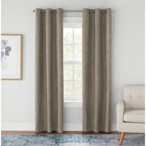 StyleWell Grommet Faux Suede Blackout Drapery Curtain Panel in Taupe (2-Pc)